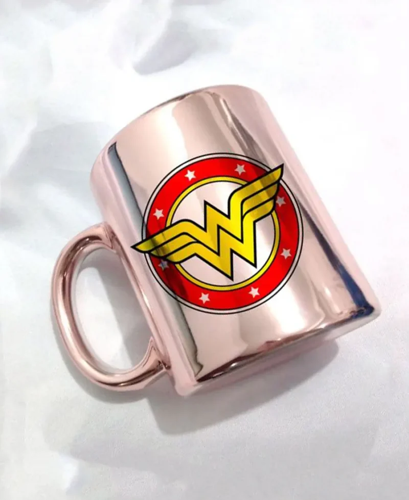 Taza Personalizada Espejo Color Rosa Temática Wonder Woman - Imagen 2