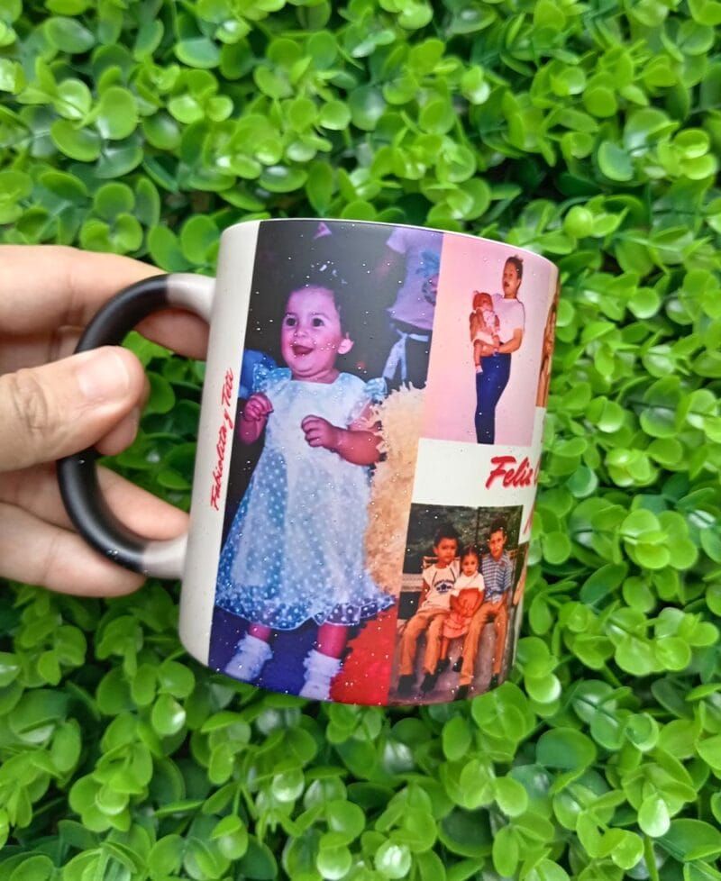 Taza Mágica Glitter Personalizada Feliz Cumpleaños Mami