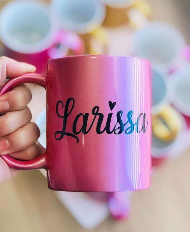 Taza Perlada Personalizada Con Nombre Larissa