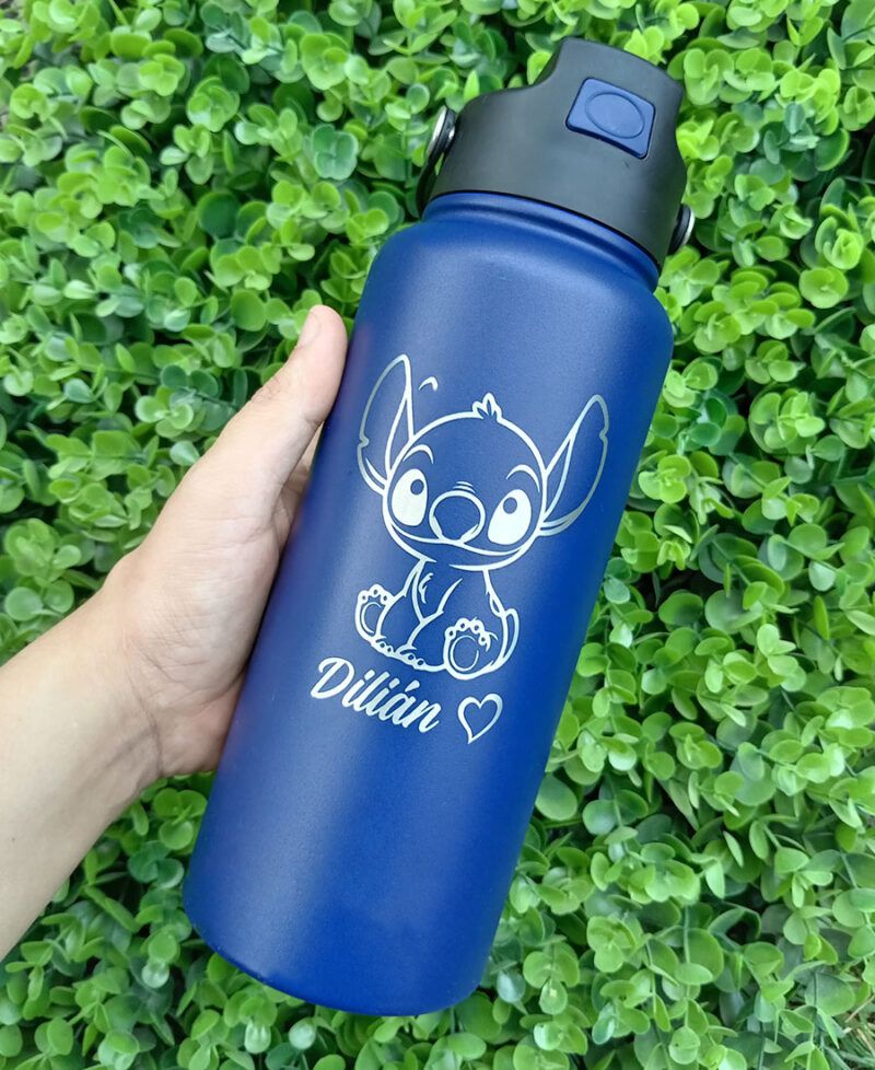 Botella Deportiva Personalizada Stich Con Grabado Laser - Imagen 2