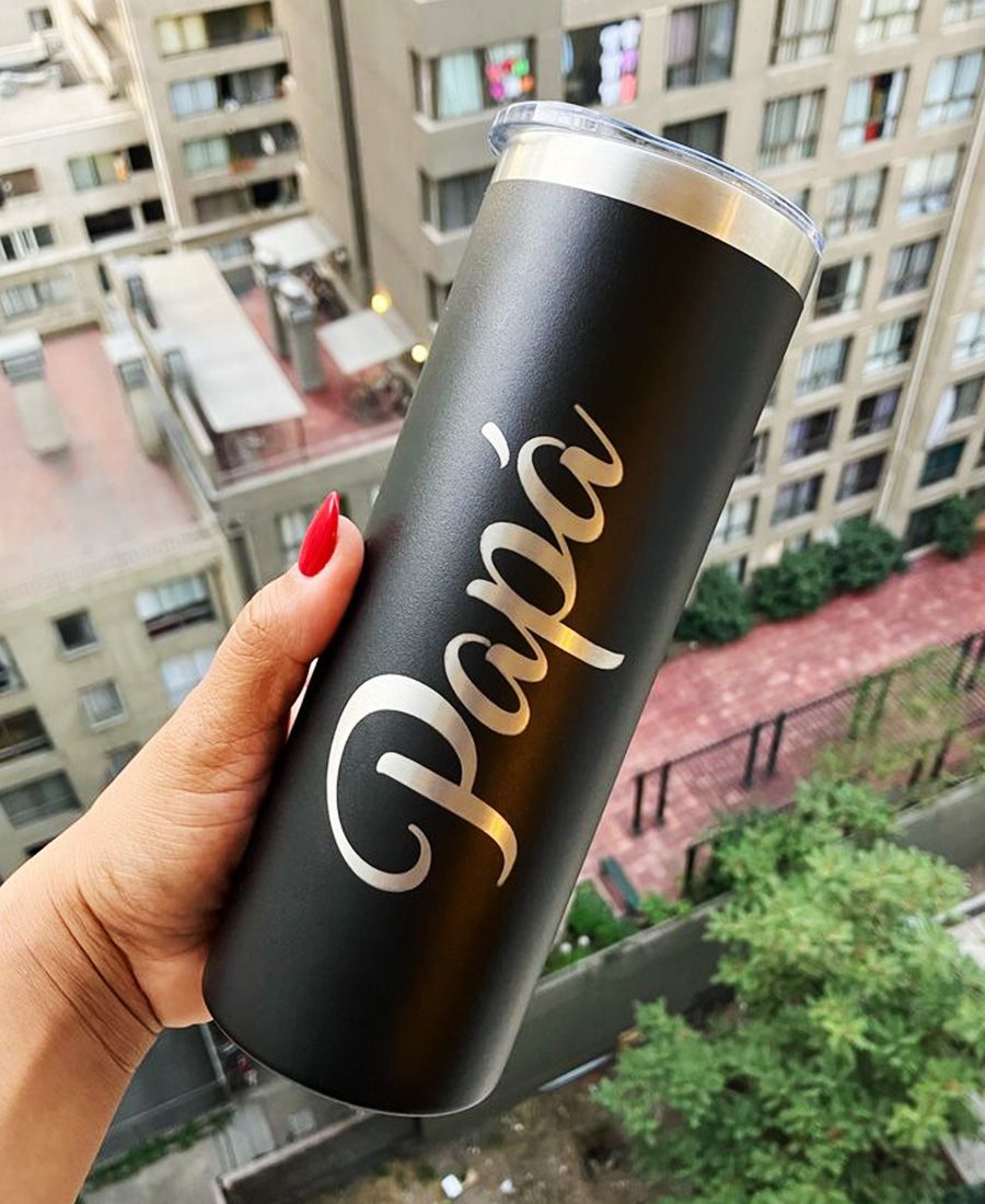 Botella Skinny De Acero Personalizada Papá En Grabado Laser
