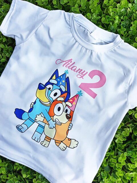 Camisa Blanca De Niño Personalizada Bluey